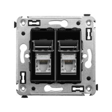 Розетка компьютерная DKC Avanti, 2x RJ45, кат. 5е, экр., 2 модуля, упаковка: 1 шт, цвет: чёрный квадрат, (DKC.4402364)