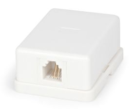 (Архив)Розетка в сборе Hyperline, 1x RJ12, кат. 3, неэкр., внешняя, 42х58 мм (ВхШ), цвет: белый, (SB-1-6P4C-C2-WH)
