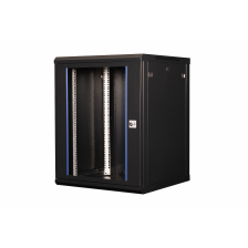 Шкаф телекоммуникационный настенный Datarex, 19", 15U, 769х600х600 мм (ВхШхГ), дверь: стекло, разборный, цвет: чёрный