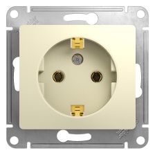 Розетка Schneider Electric Glossa, 2P+E, без подсветки, 16А, для настенного монтажа, 71х71 мм (ВхШ), цвет: бежевый (GSL000243)