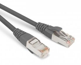 Шнур комм. Hyperline, кат. 5е, экр., SF/UTP, RJ45/RJ45, LSZH, AWG26 1м, серый