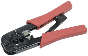 Инструмент для обжима проводников ITK, RJ-45 (8P8С); RJ-12 (6P6С), с храп.механизмом, красный, (TM1-B11H)