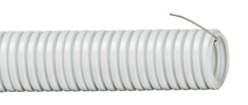 Гофрированная труба IEK, ПВХ, легкая, D25 мм, с зондом, цвет серый, обвязка, 50 м