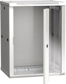 Шкаф навесной ITK LINEA W, 19", 15U, 770х600х600 мм (ВхШхГ), дверь: стекло, разборный, цвет: серый