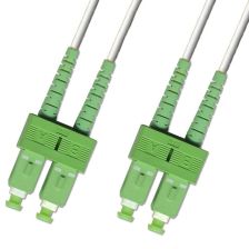 (Архив)Комм. шнур оптический Hyperline, Duplex SC/SC (APC), OS2 9/125, LSZH, 1м, зелёный хвостовик, цвет: белый