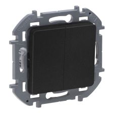 Выключатель Legrand INSPIRIA, двухклавишный, без подсветки, 10АX, внутренняя, 75,8х75,8 мм (ВхШ), цвет: антрацит, ik04 (673623)
