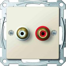 Розетка аудио Merten System M, 2x RCA (L, R), цвет: бежевый, (MTN4350-0344)