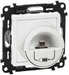 (Архив)Зарядная станция Legrand Valena Life, 1x USB (Type A-B), экр., внешняя, 51х58 мм (ВхШ), цвет: белый, (LEG.753011)
