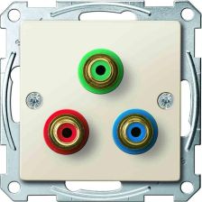 Розетка аудио/видео Merten System M, 3x RCA, цвет: бежевый, (MTN4353-0344)