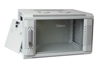 Шкаф телекоммуникационный настенный Cabeus SH-05F, 19", 9U, 501х600х600 мм (ВхШхГ), дверь: стекло, сварной, цвет: серый