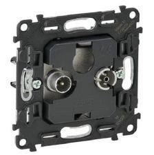 (Архив)Розетка в сборе Legrand Valena Life/Allure, 2x TV/R, экр., внешняя, цвет: чёрный, (LEG.753053)