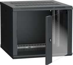 Шкаф навесной ITK LINEA W, 19", 9U, 500х600х600 мм (ВхШхГ), дверь: стекло, разборный, цвет: чёрный