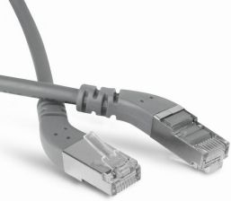 (Архив)Шнур комм. угловой Hyperline, кат. 6, экр., F/UTP, RJ45/RJ45, LSZH, AWG26 2м, серый, левый/левый 45°