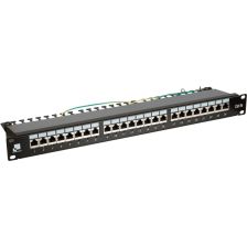 Комм. патч-панель Lanmaster, 19", 1HU, портов: 24, кат. 5е, неэкр., цвет: чёрный, с индикацией, (LAN-PPi24S5E)