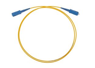 (Архив)Шнур коммутационный Связьстройдеталь ШОС-SM/2.0, Simplex SC/SC (UPC/UPC), G.652, LSZH-FR, 1м, синий хвостовик, цвет: жёлтый