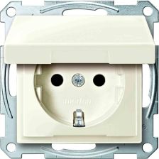 Розетка электрическая Merten System M, 2к+З, 16А, шторки защитные, цвет: бежевый (MTN2310-0344)