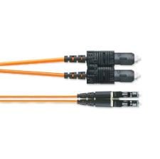 Комм. шнур оптический Panduit, Duplex LC/SC, OS2 9/125, LSZH, 3м, Ø 3мм, чёрный хвостовик, цвет: оранжевый
