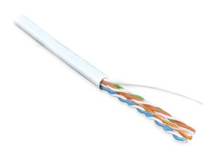 Кабель витая пара Hyperline, LSZH (нг(A)-HF), U/UTP, кат. 5е, проводник Ø 0,51мм, 305м, бухта, тип прокладки: внутри зданий, цвет: белый