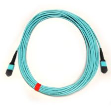 (Архив)Комм. шнур оптический Hyperline, MPO/MPO, OM3 50/125, LSZH, 10м, чёрный хвостовик, цвет: голубой