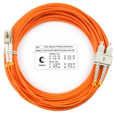Коммутационный шнур оптический Cabeus FOP-62-LC-SC-10m