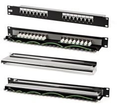 (Архив)Комм. патч-панель Hyperline, 19", 1HU, портов: 24 х RJ45, кат. 5е, универсальная, экр., цвет: чёрный, (PP-19-24-8P8C-C5e-SH-110D)