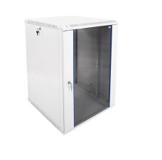 Шкаф телекоммуникационный настенный ЦМО ШРН-Э, 19", 18U, 878х600х650 мм (ВхШхГ), дверь: стекло, разборный, цвет: серый
