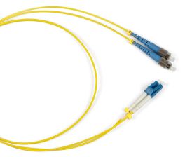 Комм. шнур оптический Hyperline, Duplex FC/LC (UPC), OS2 9/125, LSZH, 5м, Ø 2мм, синий хвостовик, цвет: жёлтый