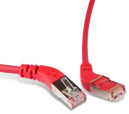 Шнур комм. угловой Hyperline, кат. 5е, экр., F/UTP, RJ45/RJ45, LSZH, AWG26 3м, красный, правый/правый 45°