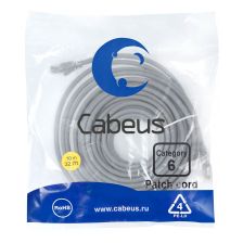 Шнур комм. Cabeus, кат. 6, неэкр., U/UTP, RJ45/RJ45, LSZH, 10м, серый