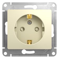 Розетка Schneider Electric Glossa, 2P+E, без подсветки, 16А, для настенного монтажа, 71х71 мм (ВхШ), шторки защитные, цвет: бежевый (GSL000245)