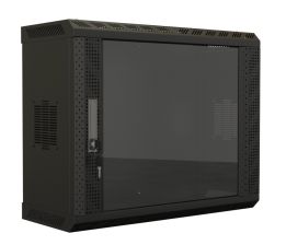 Шкаф телекоммуникационный настенный Hyperline TWS, 19", 6U, 367х600х250 мм (ВхШхГ), дверь: стекло, разборный, цвет: чёрный
