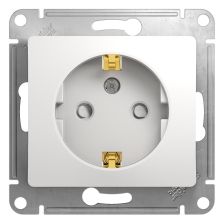 Розетка Schneider Electric Glossa, 2P+E, без подсветки, 16А, для настенного монтажа, 71х71 мм (ВхШ), шторки защитные, цвет: белый (GSL000145)