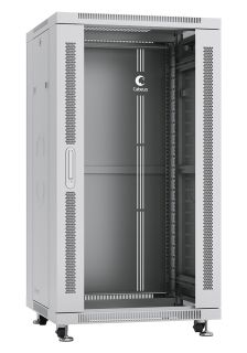 Шкаф телекоммуникационный напольный Cabeus, IP20, 22U, 1166х600х1000 мм (ВхШхГ), дверь: стекло, разборный, цвет: серый