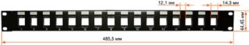 Комм. патч-панель наборная Lanmaster, 19", 1HU, портов: 16 х keystone, кат. 5е-8, экр., цвет: чёрный, (LAN-PP16OK-STP)