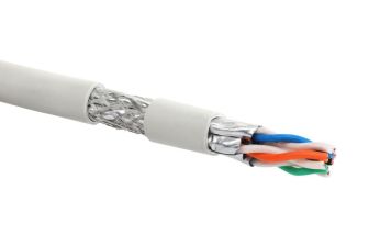 Кабель витая пара Eurolan, LSZH (нг(A)-HF), S/FTP, кат. 7a, проводник Ø 0,58мм, 500м, катушка, тип прокладки: внутри зданий, цвет: белый