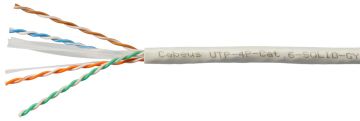 Кабель витая пара Cabeus, PVC нг(А)-LS, UTP, кат. 6, проводник Ø 0,57мм, 305м, бухта, тип прокладки: внутри зданий, цвет: серый