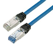Шнур комм. Panduit, кат. 6A, экр., S/FTP, RJ45/RJ45, 500 МГц, PVC, AWG26, 4м, синий, цвет коннектора: чёрный