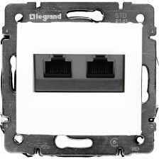 Розетка в сборе Legrand Valena, 2x RJ45, кат. 6, экр., внутренняя, 51х58 мм (ВхШ), цвет: белый, (LEG.774247)