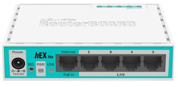 Маршрутизатор Mikrotik, HEX lite, портов: 5, LAN: 5, 28х89х113 мм (ВхШхГ), цвет: белый, RB750r2