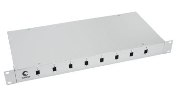 Бокс оптический Cabeus, портов: 8, SC/LC (duplex), 16 хОВ, 1U, 44х485х200 мм (ВхШхГ), цвет: серый, (FO-19-8SC)