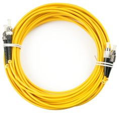 Комм. шнур оптический Cabeus Tight Buffer, Duplex FC/ST, OS2 9/125, LSZH, 10м, Ø 3мм, чёрный хвостовик, цвет: жёлтый