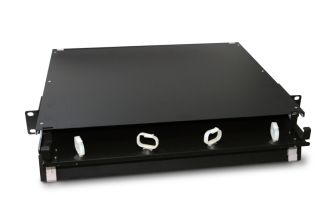 Комм. панель ВО Hyperline, 1HU, портов: 3  выдвижная, прямая, цвет: чёрный