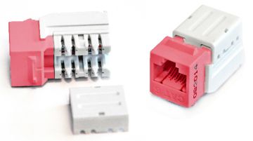 Модуль универсальный Hyperline, keystone, 1хRJ45, Toolless, кат. 6, неэкр., 1 шт, цвет: красный