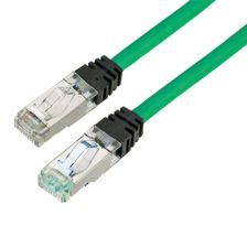 Шнур комм. Panduit, кат. 6A, экр., S/FTP, RJ45/RJ45, 500 МГц, PVC, AWG26, 3м, зелёный, цвет коннектора: чёрный
