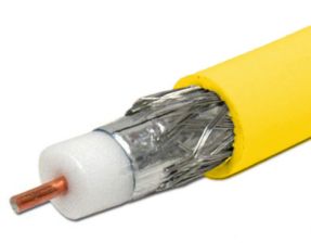 Кабель коаксиальный Belden RG-179, PVC, двухслойный экран (100% + 95%), 75 Ом, d 2,54, цвет: жёлтый