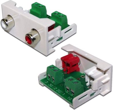 Вставка в розеточную панель Lanmaster LAN-WA-LP-2RCA-WH