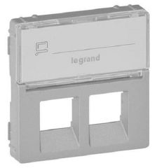 Лиц. панель розеточная Legrand Valena Life, 2х RJ45, 58х51 мм (ВхШ), плоская, с держателем маркировки для розетки RJ45, цвет: алюминий (LEG.755482)
