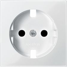 Лиц. панель розеточная Merten Antik, 1х Schuko, плоская, внутренняя, шторки, цвет: активный белый (MTN2330-0325)