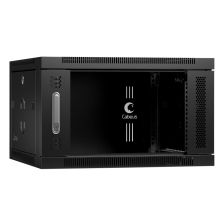 Шкаф телекоммуникационный настенный Cabeus SH-05F, 19", 6U, 368х600х450 мм (ВхШхГ), дверь: стекло, сварной, цвет: чёрный