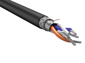Кабель интерфейсный промышленный ITK, SF/FTP, 1 пар., нг(А)-HF, Ø 8,8мм, 200м, барабан, внутри зданий, цвет: чёрный